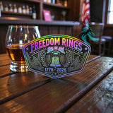 Freedom Rings 250 Years Holographic Leather Patch - Hat Patch Supply