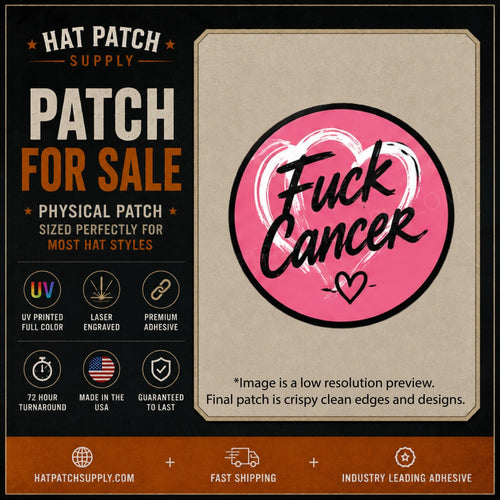Fuck Cancer Pink Heart Script Hat Patch - Hat Patch Supply
