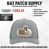 UV printed hat patch featuring a pointer hunting dog portrait