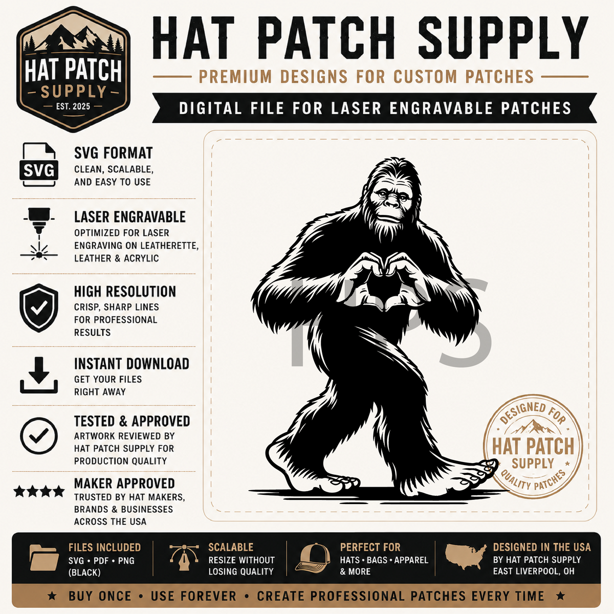 Ninth laser ready sasquatch hat patch SVG design in bundle set 3