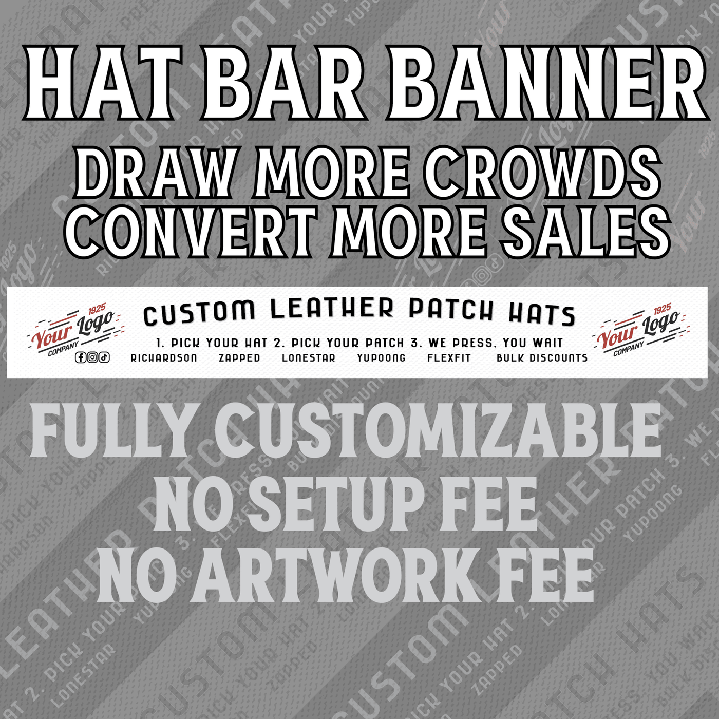 High Converting Hat Bar Tent Banner - Hat Patch Supply