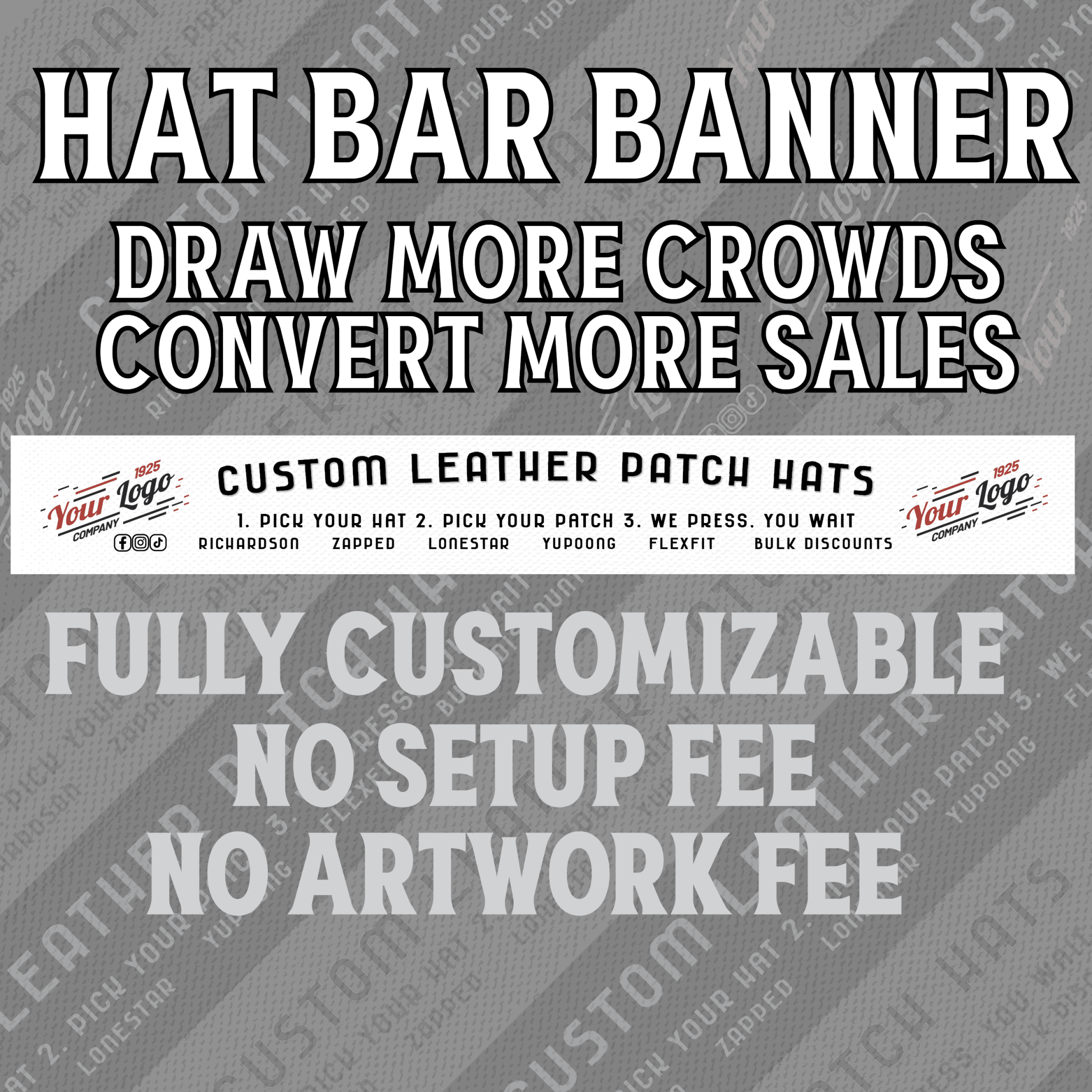 High Converting Hat Bar Tent Banner - Hat Patch Supply