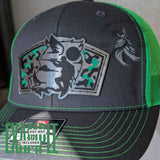 Close-up of the layered edges on the Hog Patrol stainless acrylic hat patch
