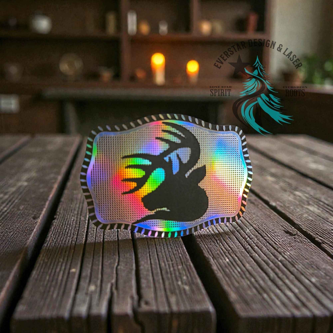 Holographic Hunter's Edge Leather Patch - Hat Patch Supply