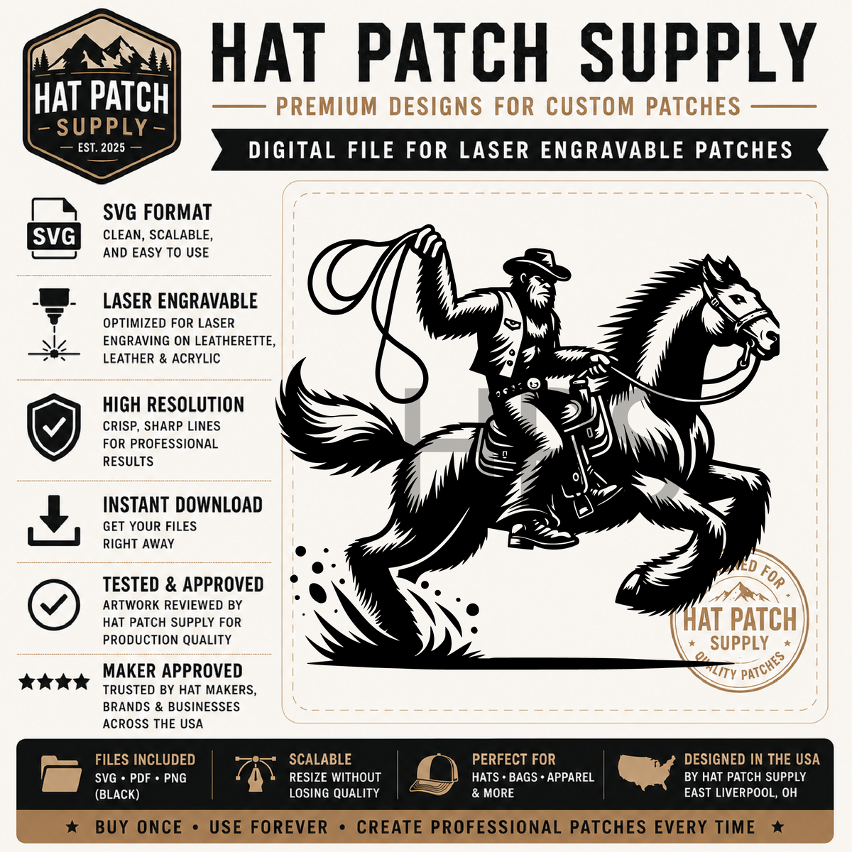 Tenth Bigfoot hat patch SVG design in bundle set 3