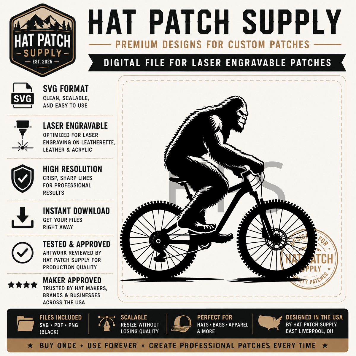 Unicorn Bigfoot laser ready hat patch SVG design from the best sellers bundle