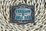 Close-up of the engraved I Got Two Modes lettering on the acrylic patch