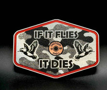 If It Flies Acrylic Hat Patch Linen Camo Design with Copper Acrylic Insert - 2 Pieces - 4 Colors Available - Hat Patch Supply