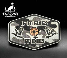 If It Flies Acrylic Hat Patch Linen Camo Design with Copper Acrylic Insert - 2 Pieces - 4 Colors Available - Hat Patch Supply