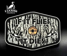 If It Flies Acrylic Hat Patch Tree Bark Design with Copper Acrylic Insert - 2 Pieces - 4 Colors Available - Hat Patch Supply