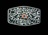 Four color options of the If It Flies acrylic hat patch with copper insert