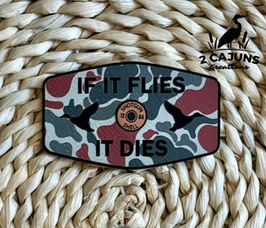If It Flies Leatherette Hat Patch with Copper Acrylic Insert - 3 Colors Available