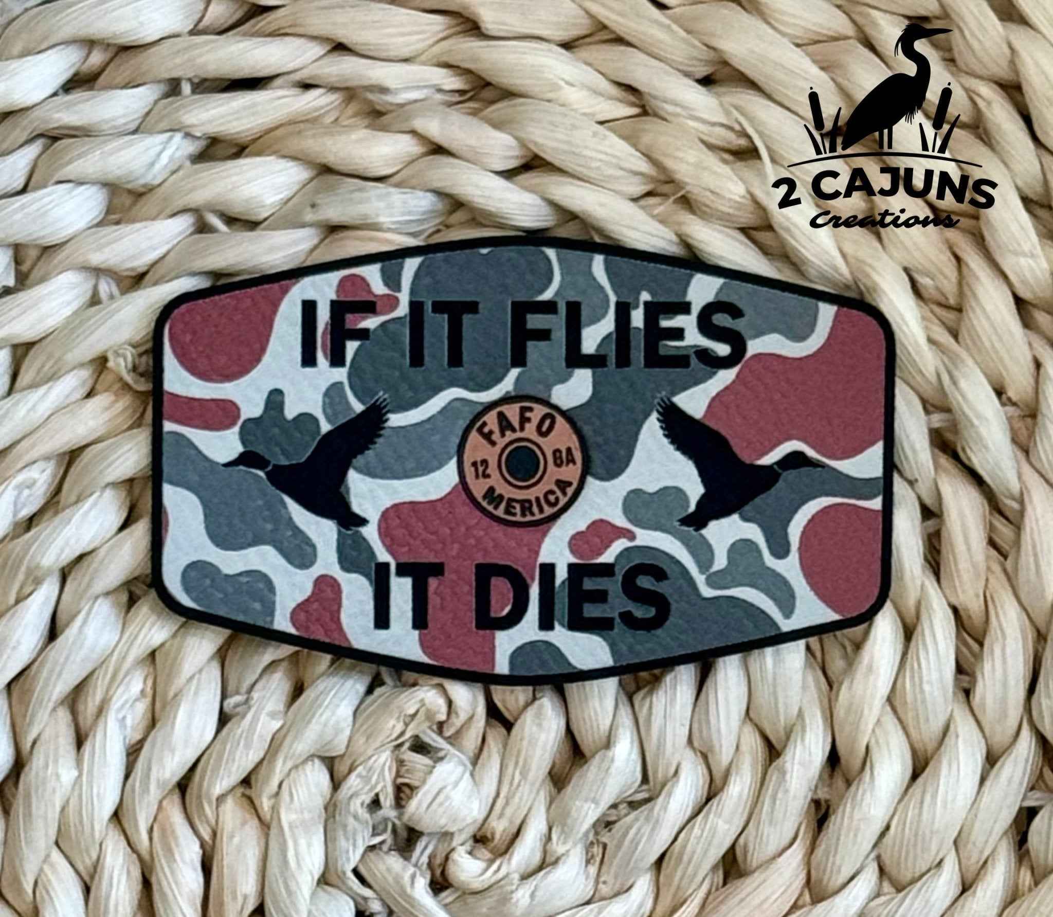 If It Flies Leatherette Hat Patch with Copper Acrylic Insert - FAFO Edition - 3 Colors Available