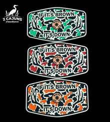If It's Brown It's Down Acrylic Hat Patch with Copper Acrylic Insert Merica Edition - 2 Pieces - 3 Colors Available - Hat Patch Supply