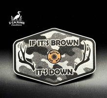 If It's Brown It's Down Acrylic Linen Camo Design Hat Patch with Copper Acrylic Insert Merica Edition - 2 Pieces - 4 Colors Available - Hat Patch Supply