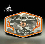 Merica edition If It's Brown It's Down linen camo hat patch in a second color
