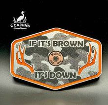If It's Brown It's Down Acrylic Linen Camo Design Hat Patch with Copper Acrylic Insert Merica Edition - 2 Pieces - 4 Colors Available - Hat Patch Supply