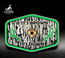 If It's Brown It's Down Acrylic Tree Bark Design Hat Patch with Copper Acrylic Insert FAFO Edition - 2 Pieces - 4 Colors Available - Hat Patch Supply