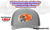 UV printed hat patch with 'In The Dirt' off-road design