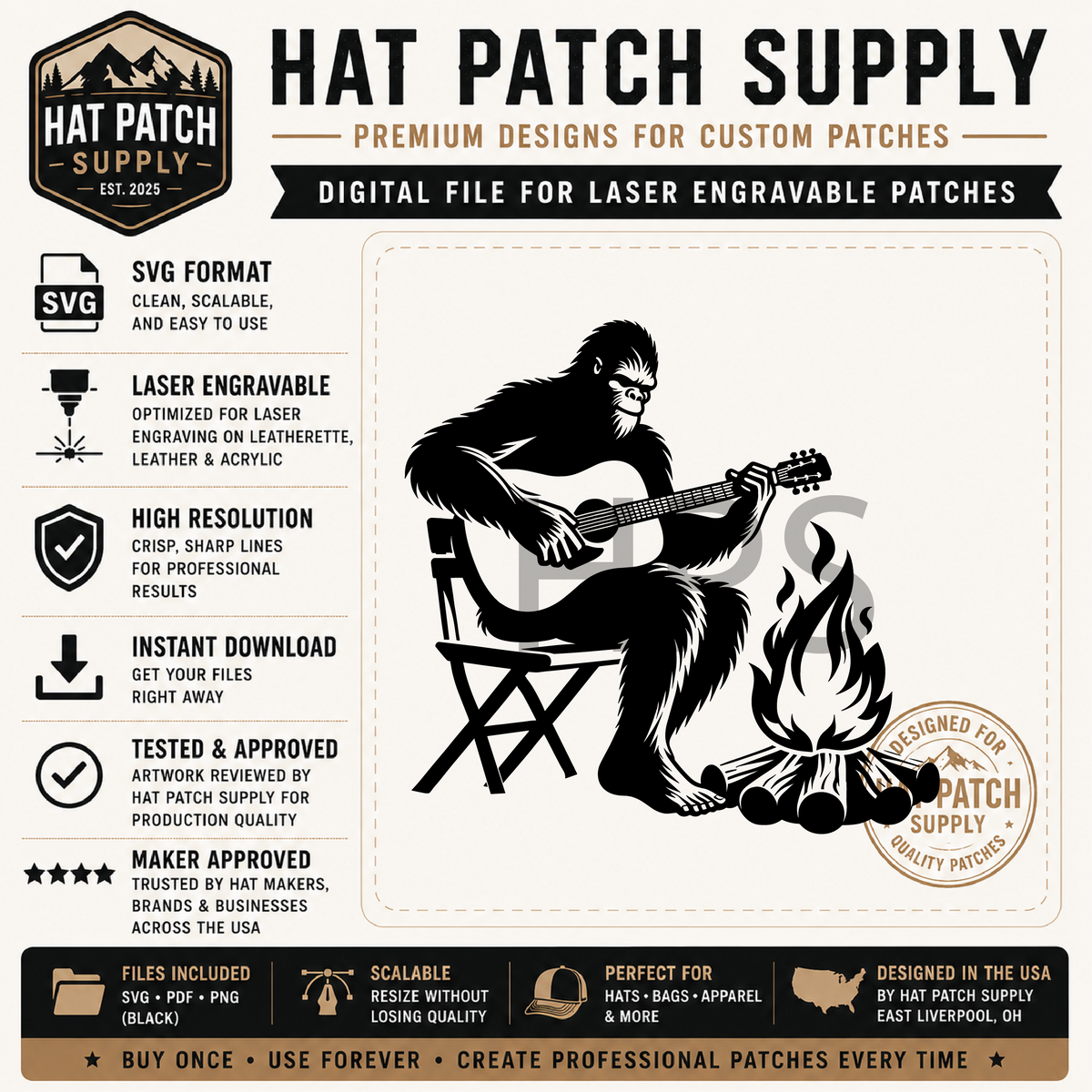 Bigfoot SVG bundle set 4 best seller hat patch designs shown together