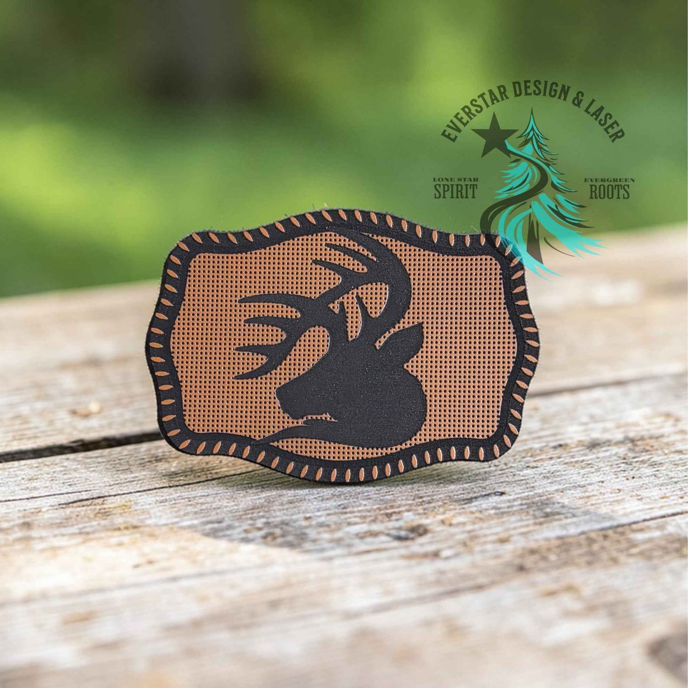 Linen Buck Silhouette Leather Patch - Hat Patch Supply