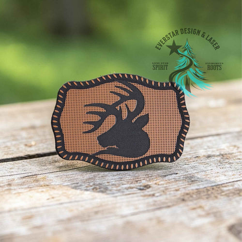 Linen Buck Silhouette Leather Patch - Hat Patch Supply