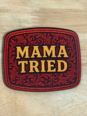 Mama Tried Tooled Leather UV Printed Patch – Western Style, Fade-Proof Design