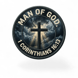 Close-up of the Man of God UV printed hat patch
