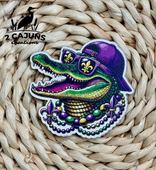 Mardi Gras Alligator UV Printed Hat Patch - Hat Patch Supply