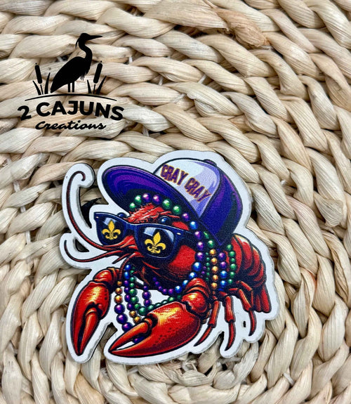 Mardi Gras Crawfish Cray Cray UV Printed Hat Patch - Hat Patch Supply