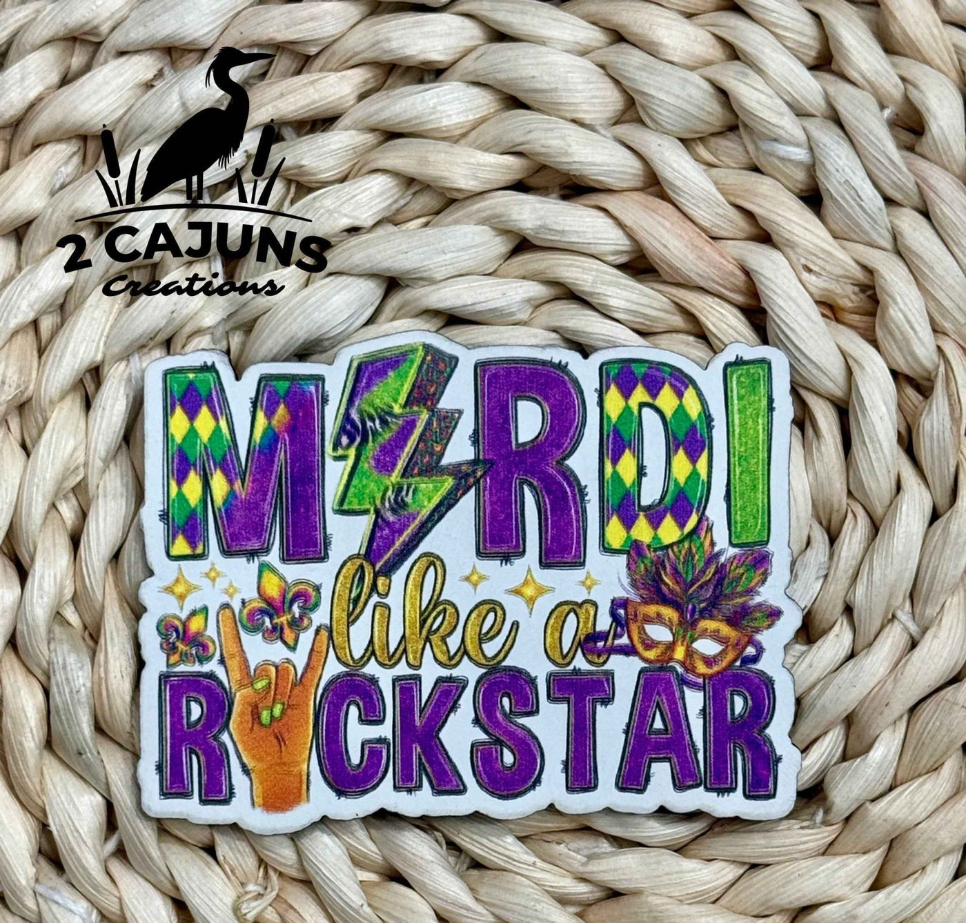 Mardi Like A Rock Star UV Printed Mardi Gras Hat Patch - Hat Patch Supply
