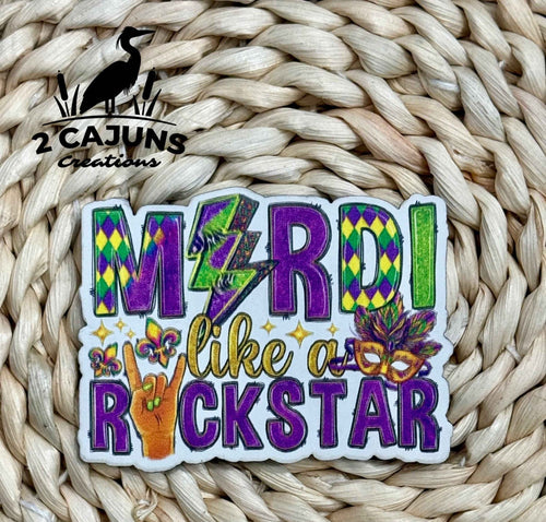 Mardi Like A Rock Star UV Printed Mardi Gras Hat Patch - Hat Patch Supply
