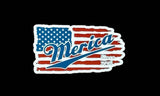 Merica American flag acrylic hat patch shown in a second color option