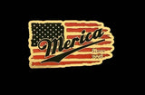 Merica American flag acrylic hat patch shown in a third color option