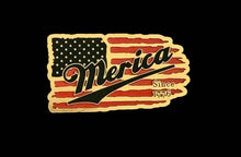 Merica on American Flag Patriotic Acrylic Hat Patch - 3 Colors Available - Hat Patch Supply