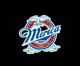 Merica patriotic acrylic hat patch shown in a second color option