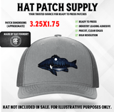 UV printed hat patch with a Midnight Bite night fishing design