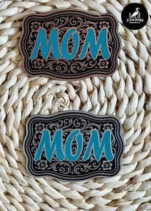 Mom Scroll Design Acrylic Laser Engraved Hat Patch