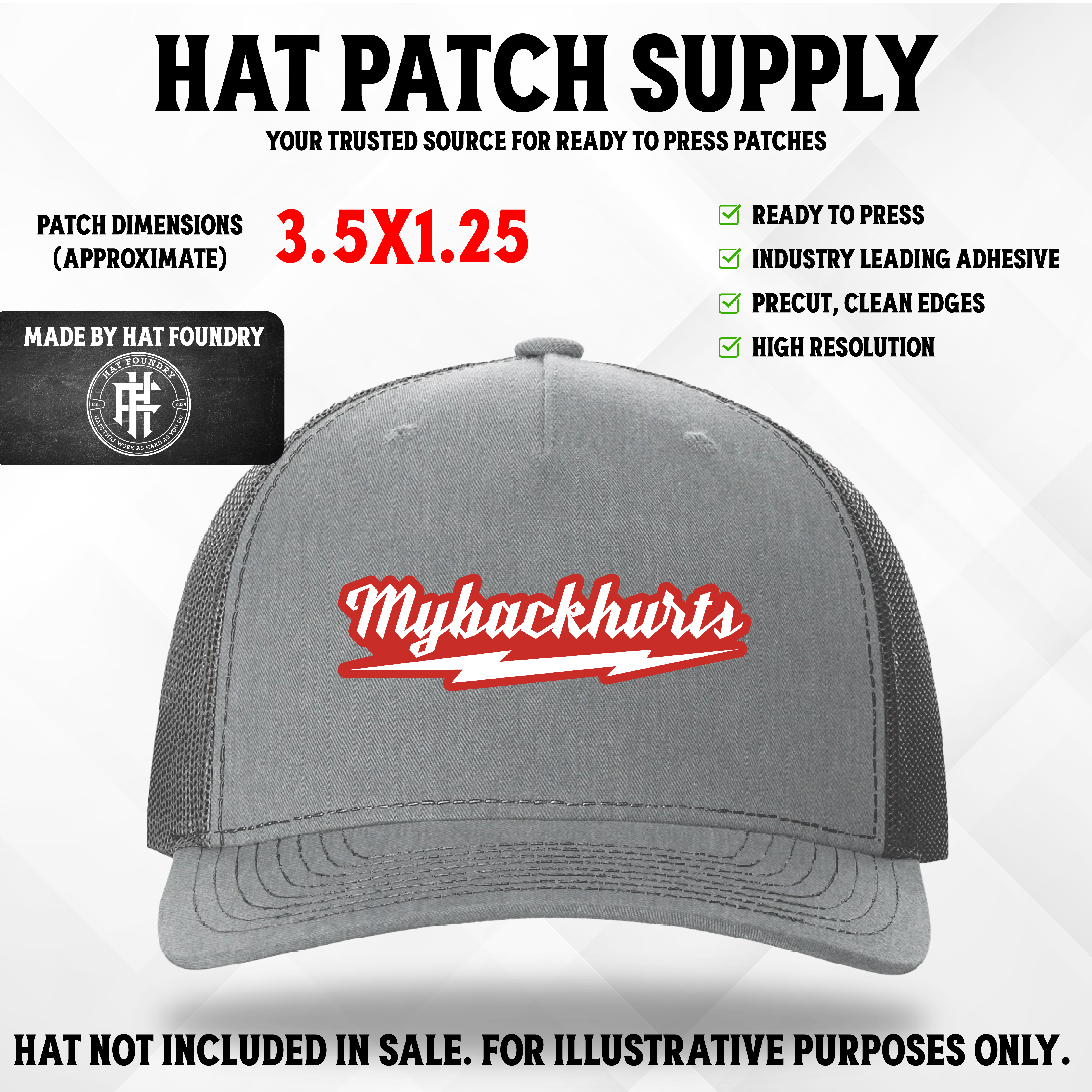 My Back Hurts Funny UV Printed Hat Patch