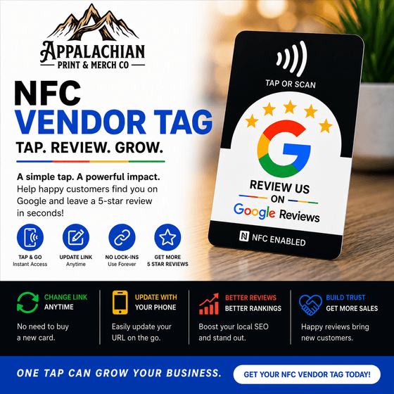 NFC tap tag that sends customers to your Google Reviews page at vendor booths