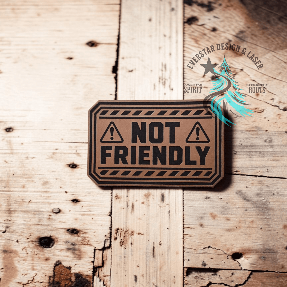 Not Friendly Leather Patch - Hat Patch Supply