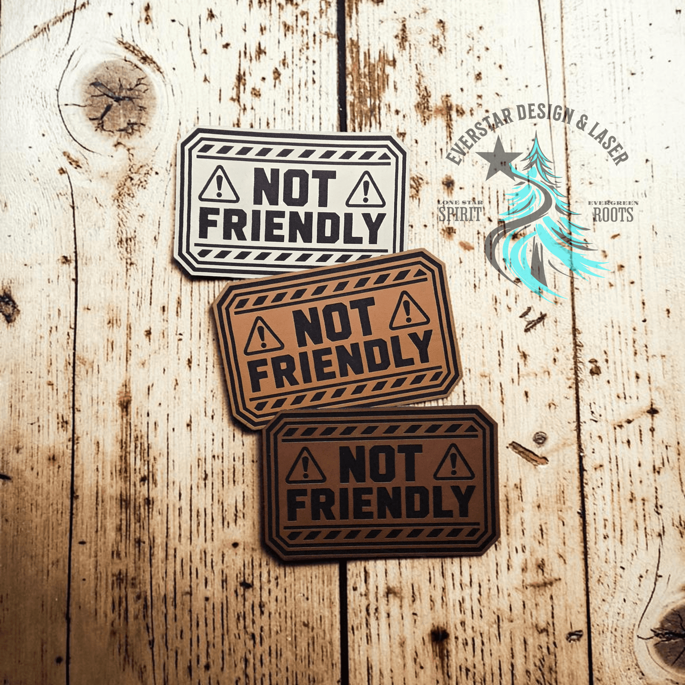 Not Friendly Leather Patch - Hat Patch Supply