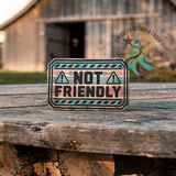 Not Friendly UV Printed Retro Rodeo Leather Patch - Hat Patch Supply