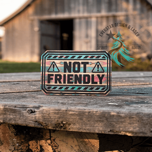 Not Friendly UV Printed Retro Rodeo Leather Patch - Hat Patch Supply