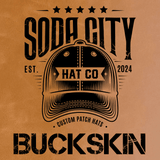OnlyFish leatherette hat patch shown in a second color option