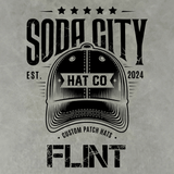 Close-up of the engraved OnlyFish leatherette hat patch