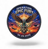 Close-up of the raised eagle texture on the Operation Epic Fury patch