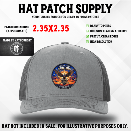 Operation Epic Fury Eagle Hat Patch - Raised Texture - Hat Patch Supply