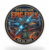 Close-up of the raised texture on the Operation Epic Fury hat patch
