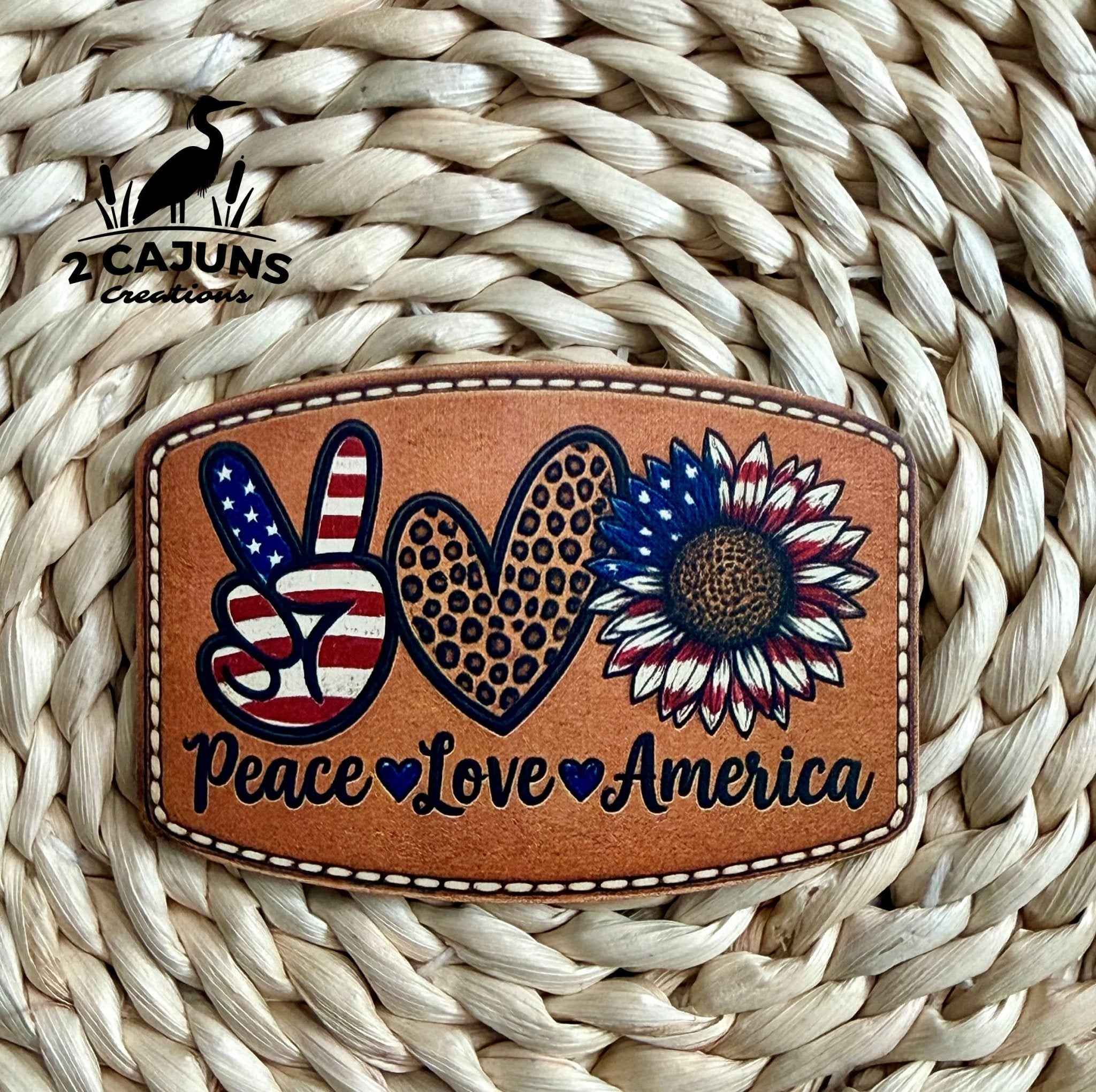 Peace Love America UV Printed Hat Patch